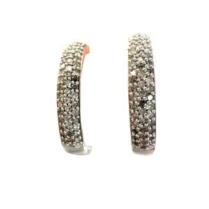 1/2 Carat Natural Diamond Hoop Earrings in Sterling Silver